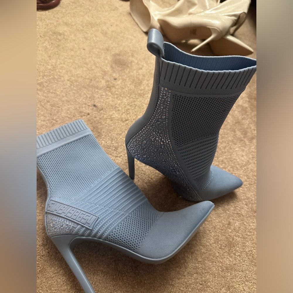 Steve Madden bejewled blue boots, size 8 1/2